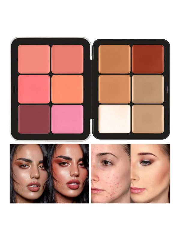 12 Color Blush Concealer Set Natural Blemish Brightening Highlighter 16 Color Waterproof face contour cream palette custom 240621