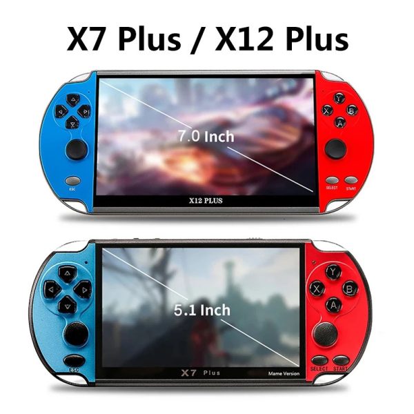 X7 PlusX12 Plus Handheld Game Console 7 Inch HD Screen Portable Audio Video Player Classic Play Builtin 10000 Retro Games 240618