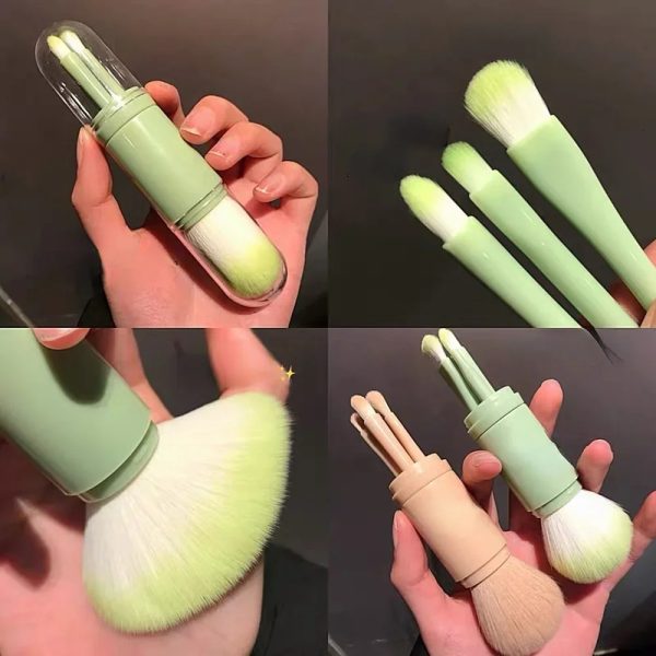 4pcs/set 4 In 1 Telescopic Portable Travel Brushes Set Eyeshadow Loose Powder Mini Makeup Brush Beauty Tools F624-6