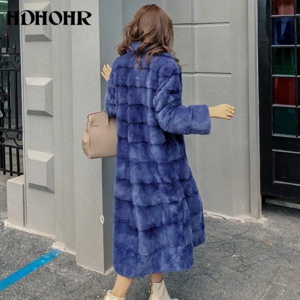 Women's Fur Faux HDHOHR 2023 Real Whole Mink XLong Coat Factory Direct Sale Winter Slim Warm Female Long Turndown Collar Jacket 231114