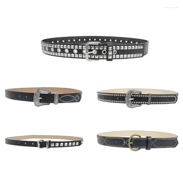 Belts Female Pin Buckle Belt Aesthetic Cool Square Rivet Studded Waistband Jeans Waist Ornaments Girl Drop