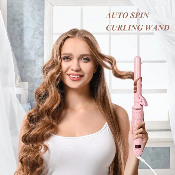 1inch rotating curling iron LCD Ceramic Barrel Automatic Hair Curlers 25mm Roller Curls Wand Wave Hair Styling Appliances 240618