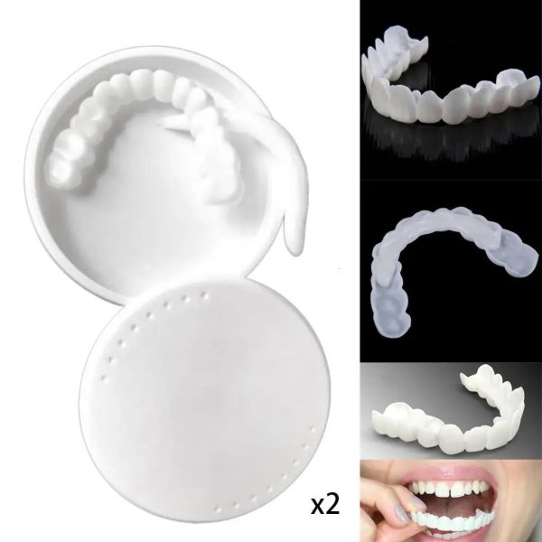 2Pcs False Covers for Lower Jaw Silicone Cosmetic Tooth Veneers Dentures Beauty Tool 240626