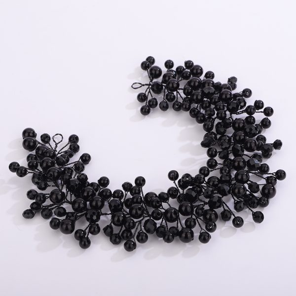 Black Bridal Hair Accessories Dresses For Special Events Wedding Head Jewelry Trendy Flower Headpieces Vine Pearl Headband