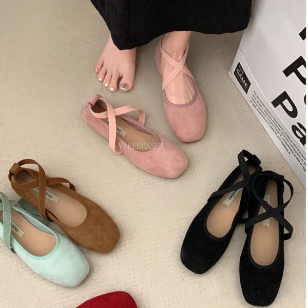 2024 Spring Summer Flat Ballet Shoes Womens Shoes Retro Mary Jane Shoes Ballet Flats Women Zapatos Mujer 240629