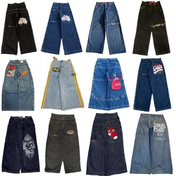 Y2K Men clothing JNCO baggy jeans Hip Hop Harajuku high quality Embroidered streetwear men women aesthetic wide leg 240619