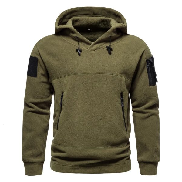 Autumn Spring Fleece Hoodies Men Tactical Sweatshirts Outdoor Thermal Multipocket Polar Pullovers Man Clothing 240620