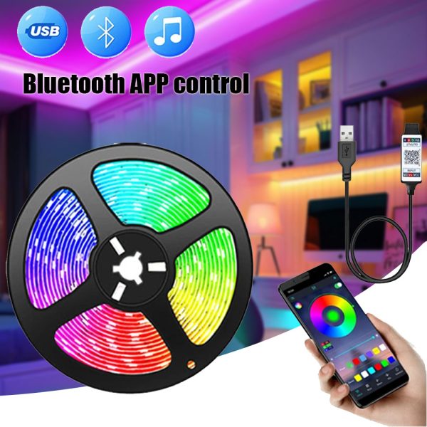 3.28FT 9.84FT 16.4FT Smart LED Strips Light Bluetooth Controller 5050 RGB DC 5V Decorative Lamp For Bedroom DIY Multiple Colors Drop Ship