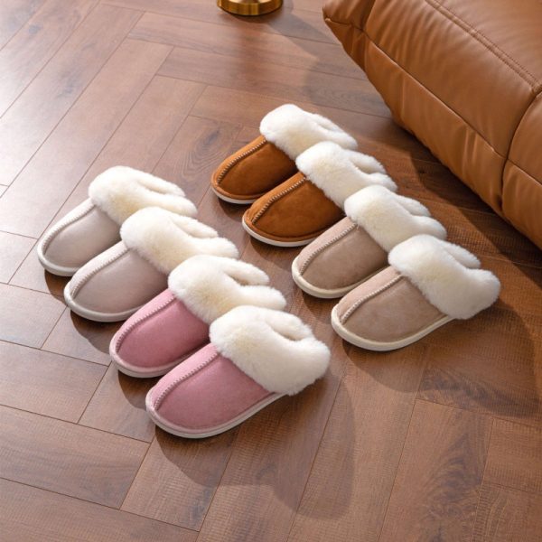 Wool slippers in autumn and winter warm thick-soled home thickened plush slippers home indoor women's cotton slippers