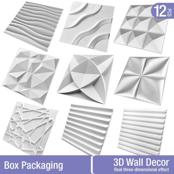 12Pcs 30Cm Decorative Wall Panel Wave Diamond Design Not Self-Adhesive Plastic Tiles 3D Sticker Room Bathroom Wall Paper 0705